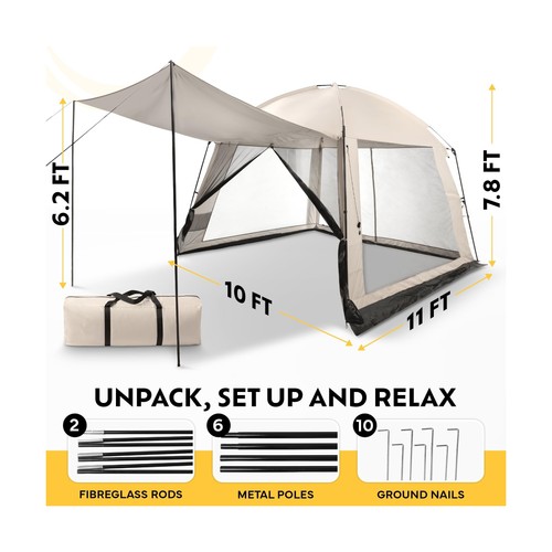 Tende Schermo 10x10 per Campeggio, 6-8 Persone Schermo Casa per Campeggio, Windpro... - Foto 5 di 9