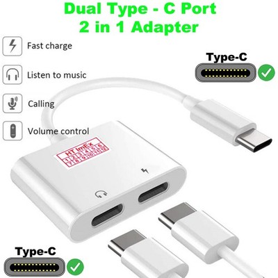 USB-C Audio + Charging Adapter cable Splitter compatible for Phone, Tablet