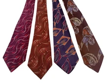 4X 1930s Silk Brocade Neckties • Art Deco Vintage Men’s Tie • Rare Estate Find