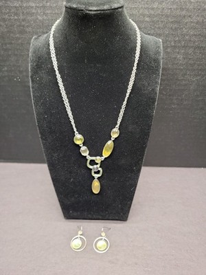 Lia Sophia Seltzer Green Crystal Stones 22'' Y-Drop Necklace & Earrings Set