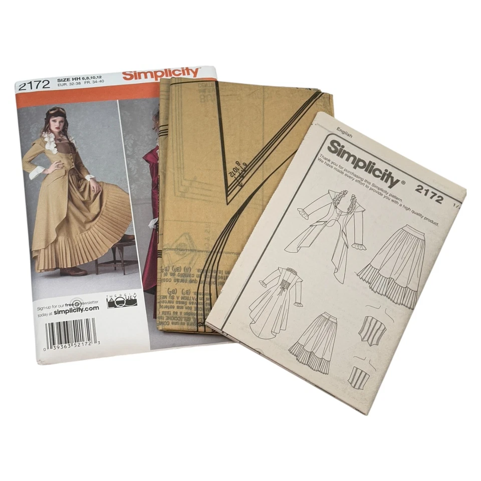 Simplicity 2172 Dress Steampunk Sewing Pattern Size 6 8 10 12 Uncut - Image 2 of 3