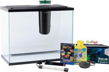 Aquarium Starter Kit 6.6 Gallon Fish Tank Includes Blue  White LED Lights