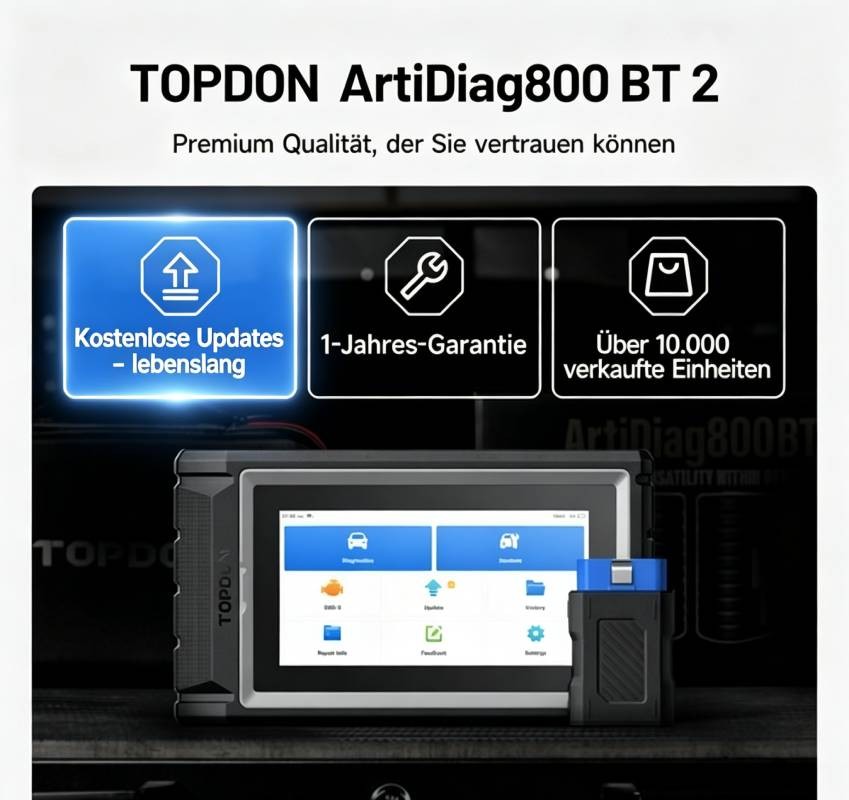 TOPDON AD800 BT 2.0 auto OBD2 dispositivo diagnostico Bluetooth tutto il sistema tedesco auto DE - Miniatura 3