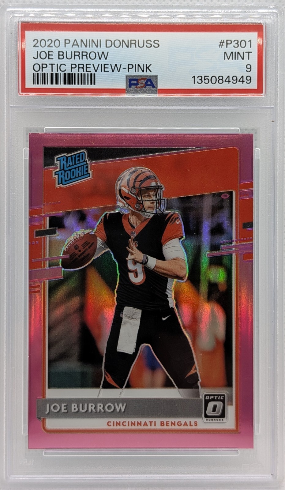 2020 Panini Donruss - Rated Rookie Joe Burrow #P-301 Optic Preview Pink Prizm...