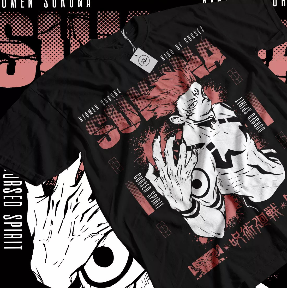 Ryomen Sukuna T-Shirt | Juju Kaisen Horror Gift | Black 100% Cotton
