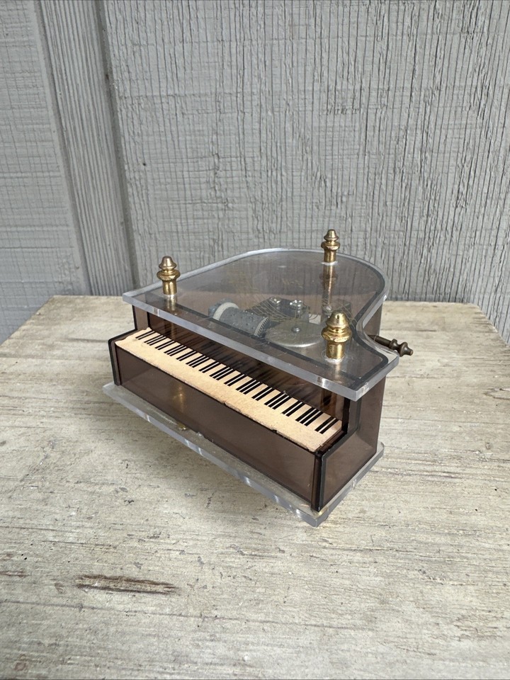 Vintage Sankyo Acrylic grand piano music box. Sankyo Japan Mechanism. 