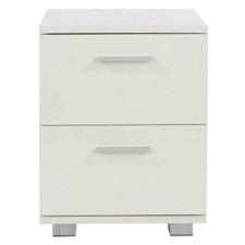 Image of Lido Bedside Cabinet Gloss White 2 Drawer Modern Storage Compact Design