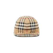 Burberry Check Cotton Reversible Baseball Cap Black Kids Official