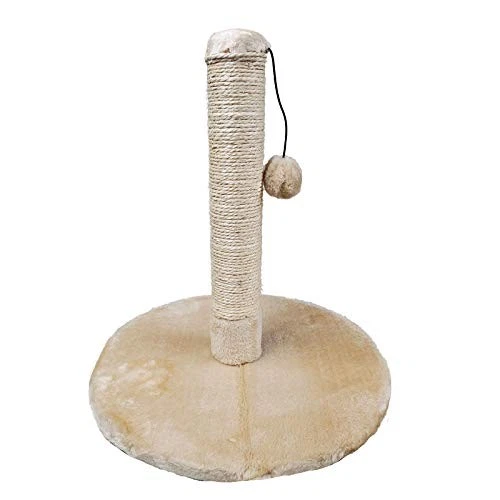 Beige Color Cat Scratch Tree with Teaser Ball 15.4 x 16.9 Inches Pet Toy New