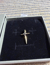 Solid 10K Yellow Gold Dainty Diamond Cross Charm Pendant