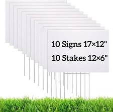 10 Pack Blank Yard Signs W/ H Metal Stakes Real Estate Garage Sale Signs Double