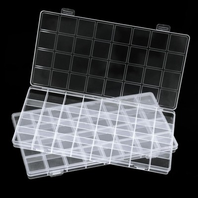 GREENTIME 2 Pack 32 Grids Clear Plastic Storage Organizer Boxes, Diamond Pain...