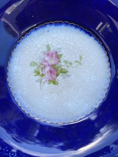 6 Flow Blue center Rose Bowls w/ Gold Trim 6 1/4" - Bild 10 von 16