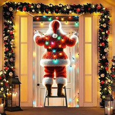 Christmas Door Decoration Santa Claus Cover Hanging Banner Backdrop Photo Booth