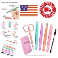Precision Stainless Steel Eyebrow Tweezers Set for Hair Removal and Plucking