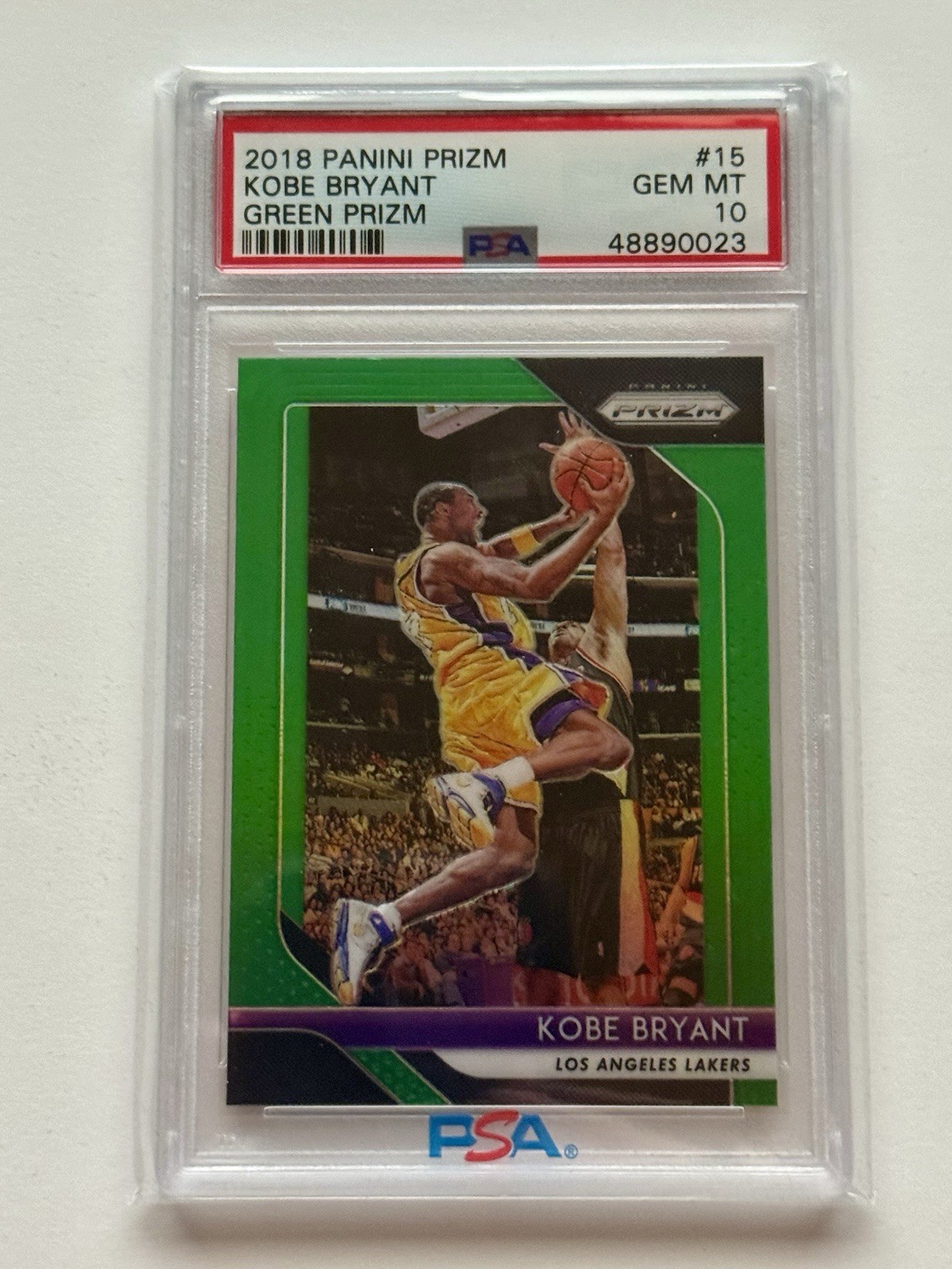 Kobe Bryant 2018 Panini Prizm Green Prizm #15 PSA 10 GEM MINT Lakers