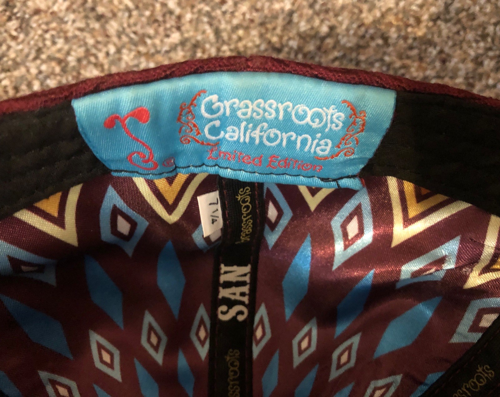 RARE Grassroots California ￼Limited Edition Cap Hat Fitted  7 1/4 Psych Eye EXC
