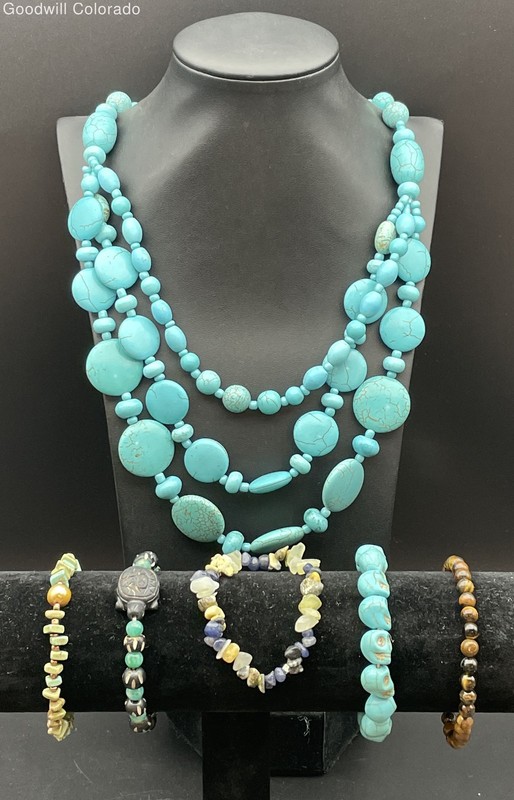 Natural Mineral Stone Jewelry Set - 243g