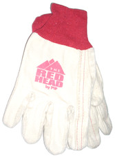 Red Head by PIP Cotton Chore Glove w Canvas Back  Knit Wrist Size Medium - 2 PR