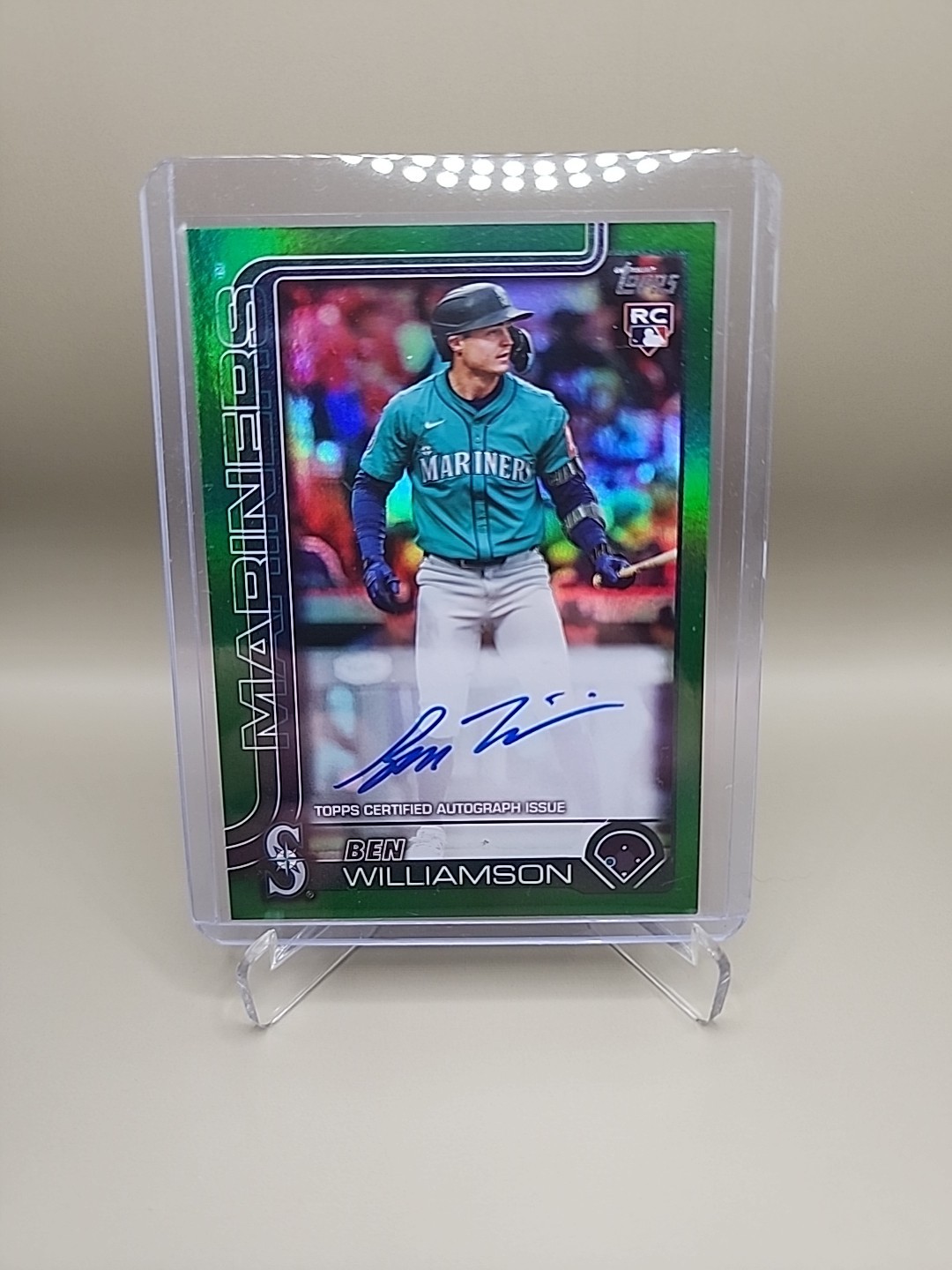 2025 Topps Update Ben Williamson Real One Auto RC Green Foil /99 Mariners