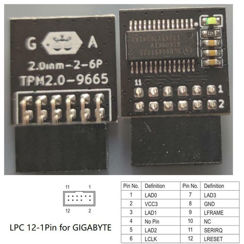 GIGABYTE GC-TPM2.0_S 2.0 TPM Module (12 Pin 12-1) LPC 2.0 Pla Trusted A1K3 S0A9 - Afbeelding 8 van 13