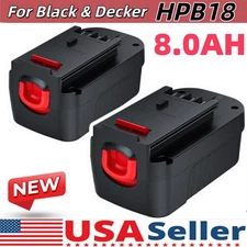 2X 8.0Ah for Black and Decker HPB18 18 Volt  Battery HPB18-OPE 244760-00A US