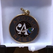Vintage Apollo NASA Moon Landing Charm Pendant Enamel Round