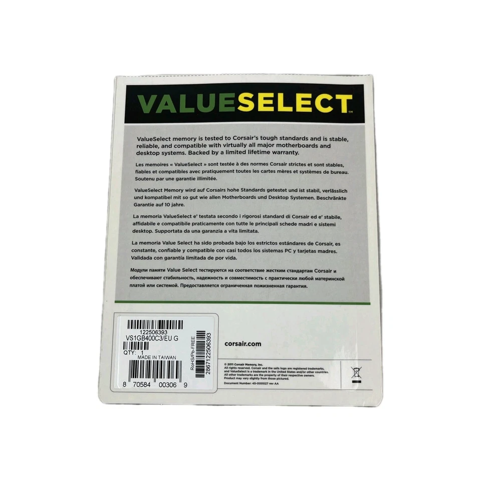 Corsair DDR1 1GB Value Select Ram Memory 400 MHz VS1GB400C3 - Image 3 of 4
