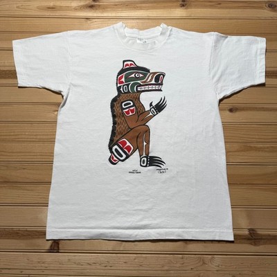 Vintage 1993 Grizzly Bear Awasatlas R Smith Single Stitch Graphic T-Shirt Large