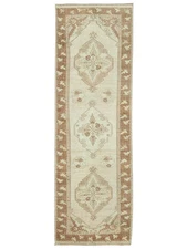 Vintage Anatolian Oushak Runner Rug 3.5x10.6 ft – Neutral Kitchen Hallway Carpet