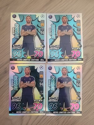 4x 2021-22 Topps Match Attax UCL Extra Power Defence Sergio Ramos PSG #PD3 Spain