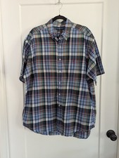 Ralph Lauren Blake Mens XL Blue Plaid Short Sleeve Button Down Shirt Cotton