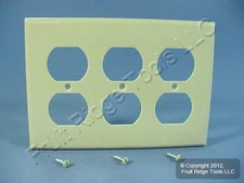 Leviton 80730-I Ivory 3-Gang Duplex Outlet Standard Unbreakable Wallplate Cover
