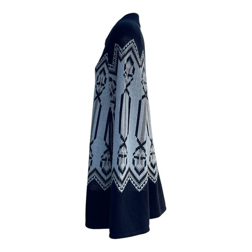 Vintage 60s 70s Womens OSFM Knit Cape Poncho Boho Aztec Southwestern EVC BROWN - Picture 8 of 18