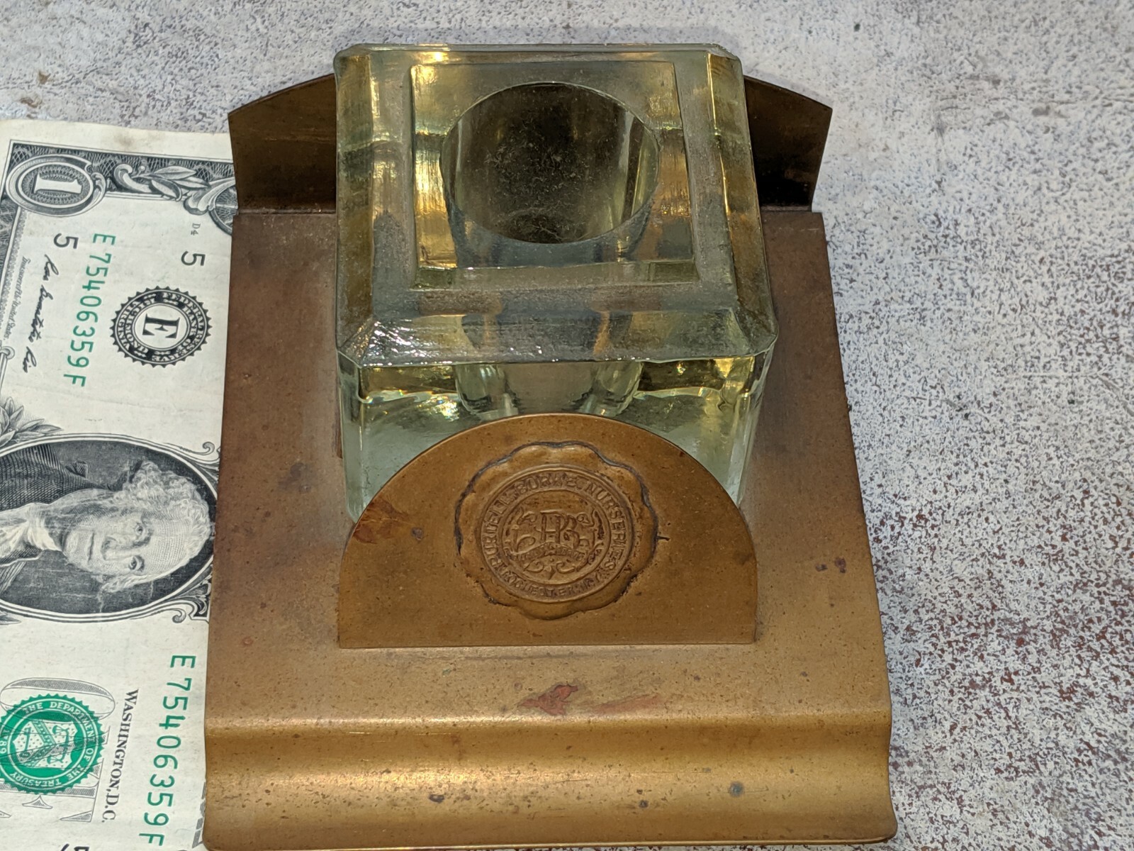 Antique Advt Inkwell Purtell Burke Nurseries Bronze Metal Arts Co