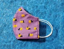 Washable Handmade Fabric Face Mask filter pocket BLACK CATS KITTENS AND PUMPKINS