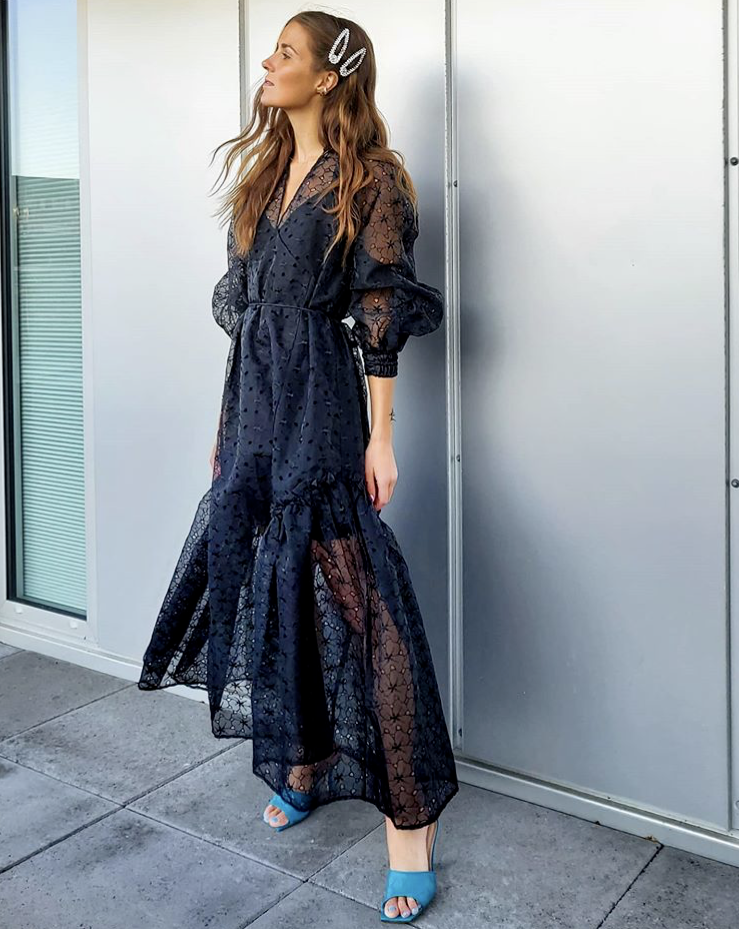 H&M HM Conscious Organza Kaftan DRESS Black BLOGGERS SOLD OUT - Main Image