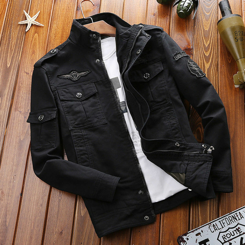 Men's 100% Cotton Spring Military Jackets Collar Jacket Coat Parkas Outwear - Picture 12 of 23