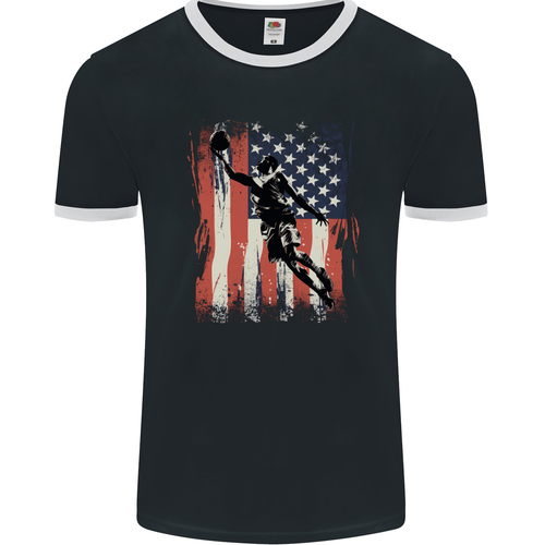 T-SHIRT RINGER POUR Homme Avec Crâne De Motard Drapeau Des États-Unis