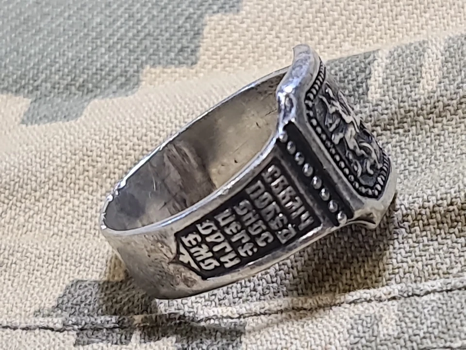 Anello amuleto esercito soldato STORIA UCRAINA 2022 argento. Signore aiutami ... - Immagine 2 di 4