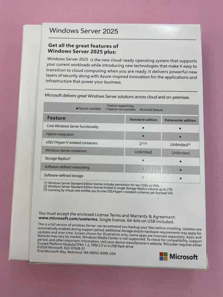 Microsoft Windows Server 2025 Standard 24 Core 50 CALs USB Installation - Image 2 of 3