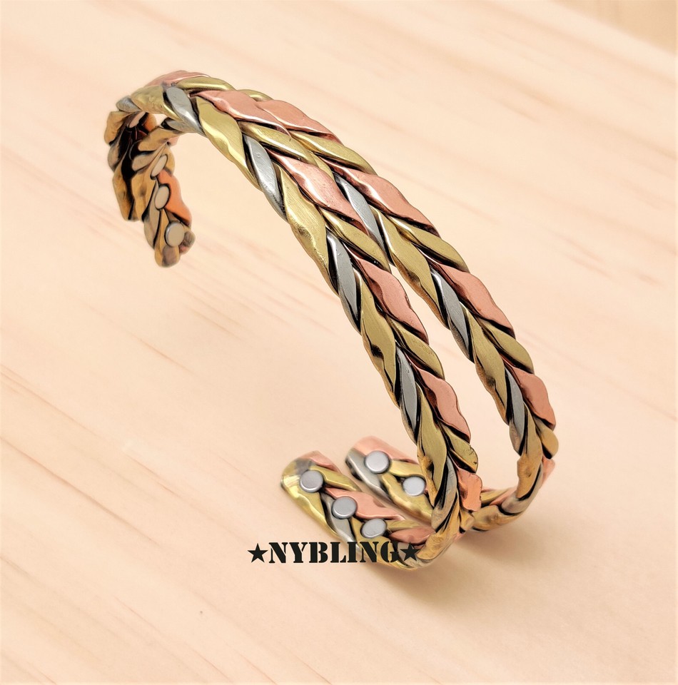 Bracciali Magnetici In Rame Puro MDream – Confezione Da 2, Twist Pesante, Regolabili - Foto 3
