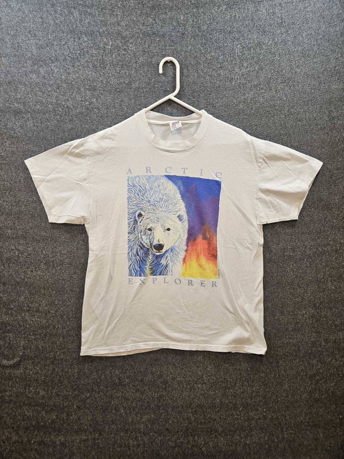 Vintage 90s Arctic Explorer Nature T-Shirt Mens XL USA Human-I-Tees Polar Bear
