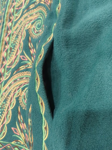 Bob Mackie GREEN VEST 2X Wearable Art Embroidery Tapestry FUR Collar Fleece Xmas - Picture 4 of 8