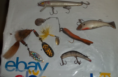 7 leurres de pêche mepps, aileron rouge, bettle spin,, prowlerl, lazy ike