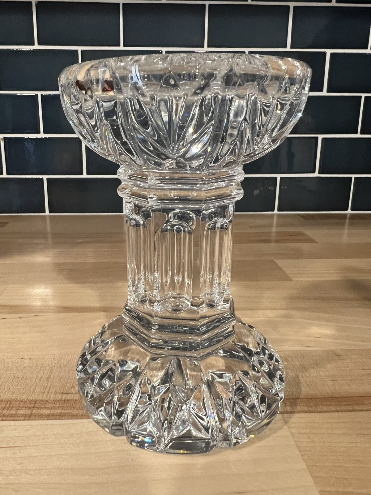 Waterford Crystal Glass Bethany Pillar Candle Holder, 5 1/2" Tall, 3 1/