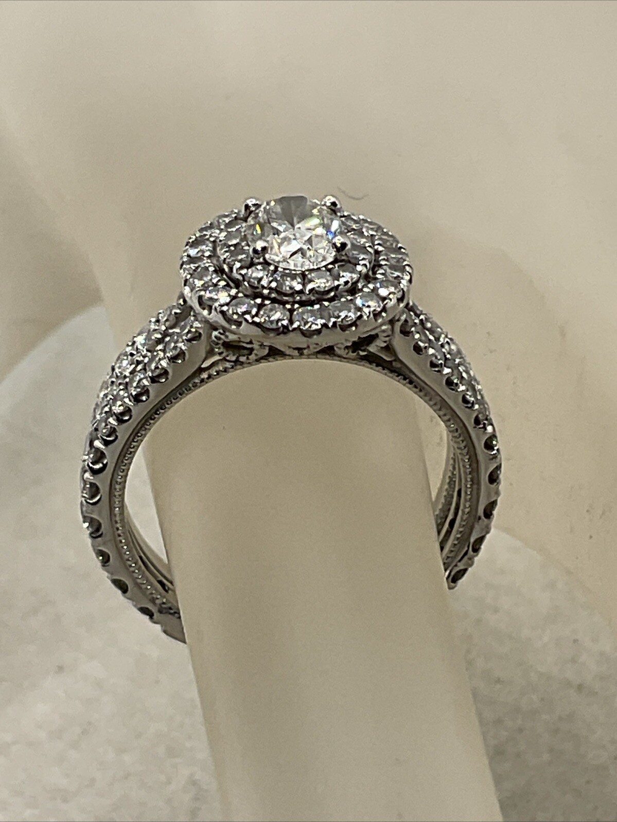 IMPRESSIVE Solid 14K White Gold Oval Diamond w/Ac… - image 13