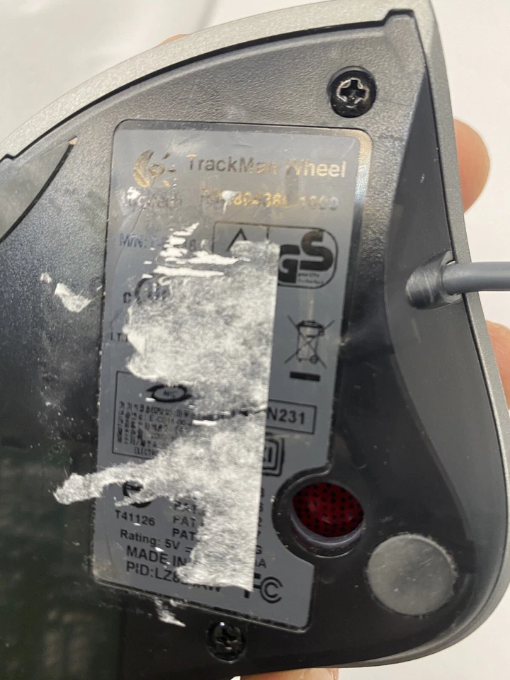 Logitech Trackman Wheel Mouse Optical RED LED Version - EXCELLENT COND - Image 3 of 3