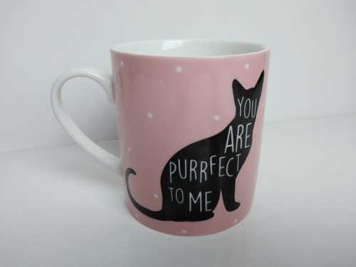 Let's Dine CAT MUG Pink Polka Dots "You Are Purrfect To Me" New Bone China 12oz. - Picture 10 of 11