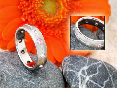 Schöner Titanring Verlobungsring Damenring Titanium Ring Zirkonia T690 Größe 19